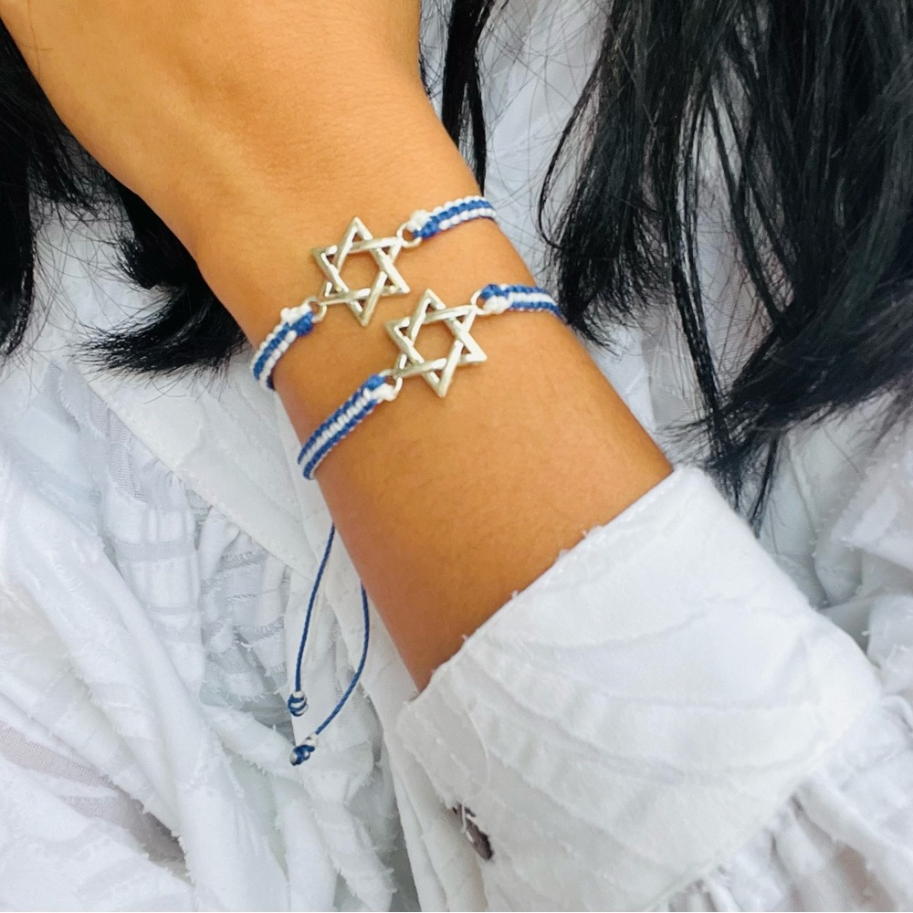NEW🇮🇱✡️100% Handmade Jewish Star of David Israel Braided Adjustable bracelet